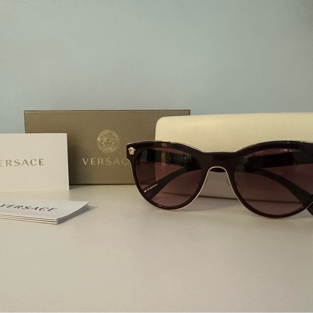 Versace Women's Elegant Burgundy Sunglasses - Picture 5 of 6